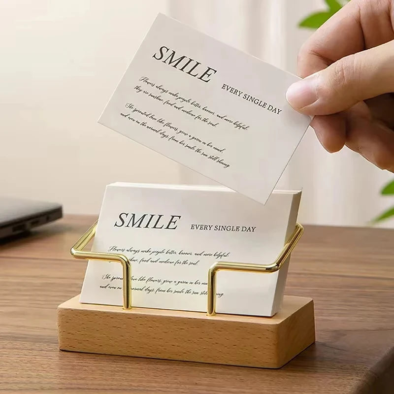 Wood Business Card Holder For Desk Wooden Business Memo Counter Accessories Tabletop Shelf For School Office Desktop Supplies