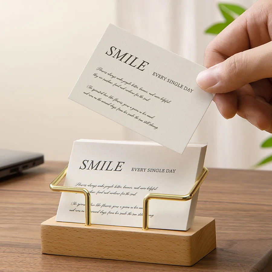 Wood Business Card Holder For Desk Wooden Business Memo Counter Accessories Tabletop Shelf For School Office Desktop Supplies
