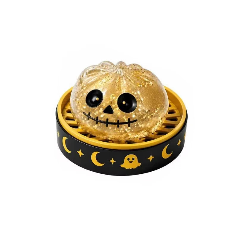 12 Styles Halloween Mystery Blink Box Squishy Toy Glitter Pumpkin Eyeball Skull Bun Squeeze Fidget Toy Soft Stretchy ASMR