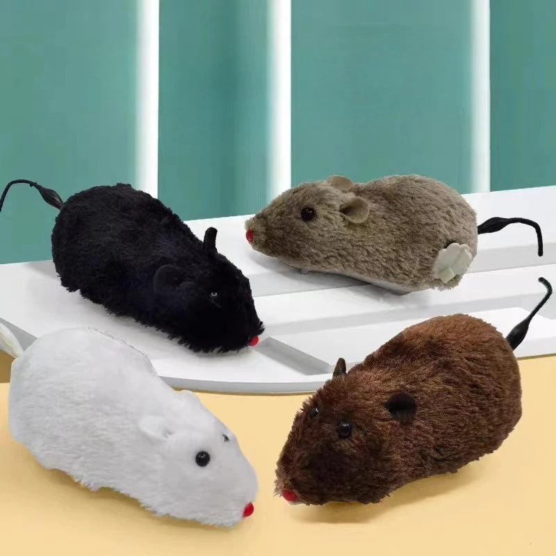 Pet Motor Fun and Interactive Plush Wind-Up Mouse Toy for Cat Toys Dog and Mechanical Moving Animal Toy for Playtime and Pranks