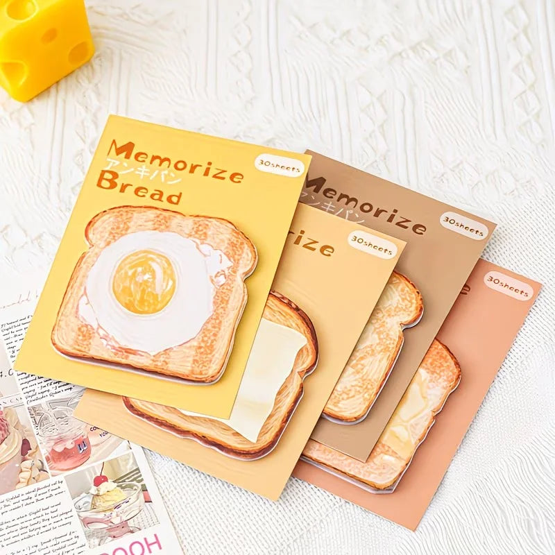 4 Sets of Toasted Sticky Notes, Tear-Off Office Memo Paper, Index of Student Study Office Notes