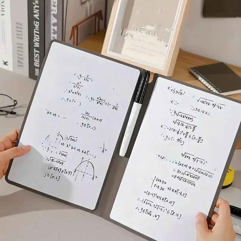 Office Supplies, Reusable Whiteboard Notebook Set with Pen, Eraser & Leather Wipe Cloth，Weekly Planner Notepad for Office Daily