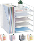 Desk Organizers and Accessories, 5-Tier Paper Letter Tray Organizer with File Holder, Desktop Organizer for Office Supplies