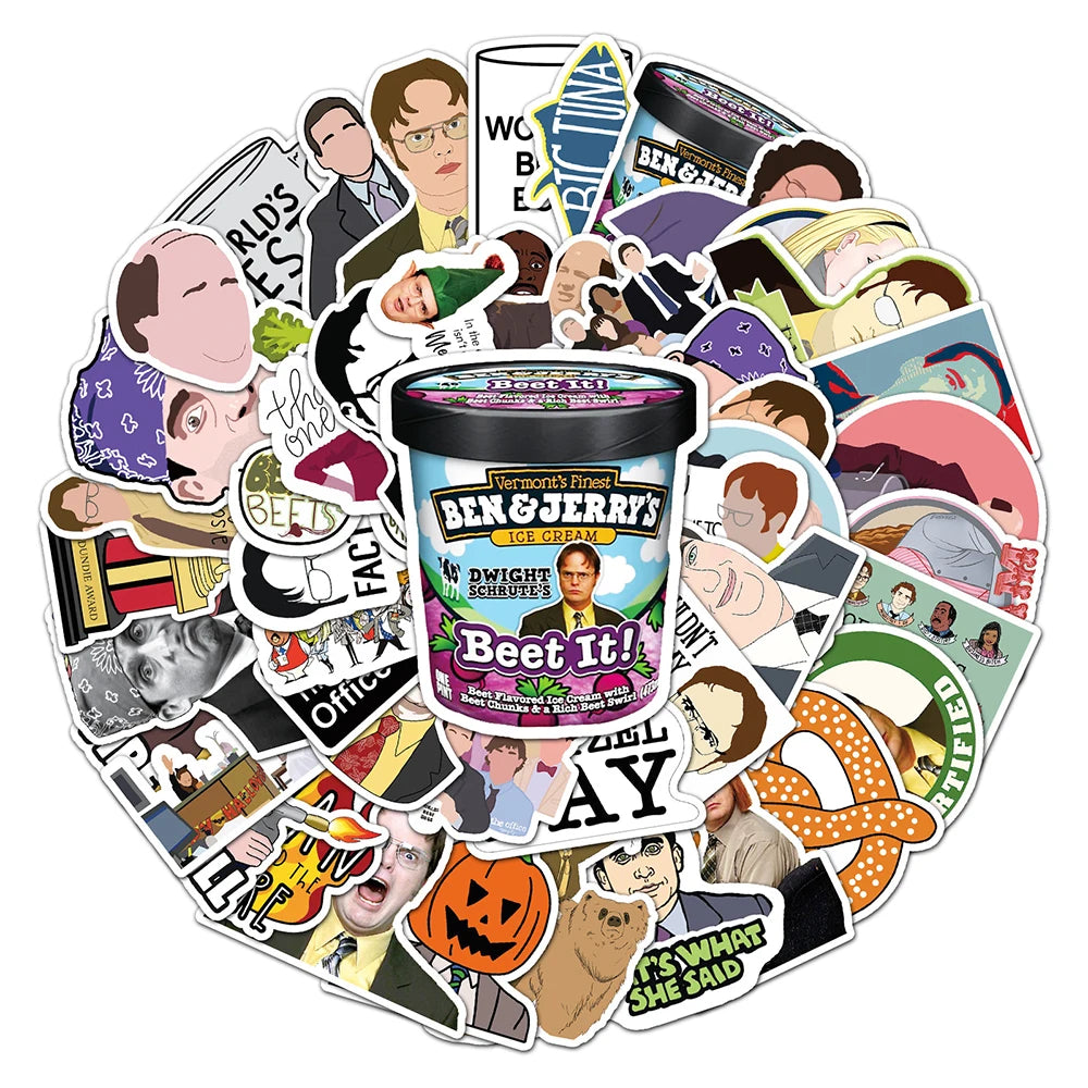 10/30/50pcs Funny TV Series The Office Stickers Comedy Cartoon Decals Decoration DIY Phone Water Bottle Notebook Sticker Packing