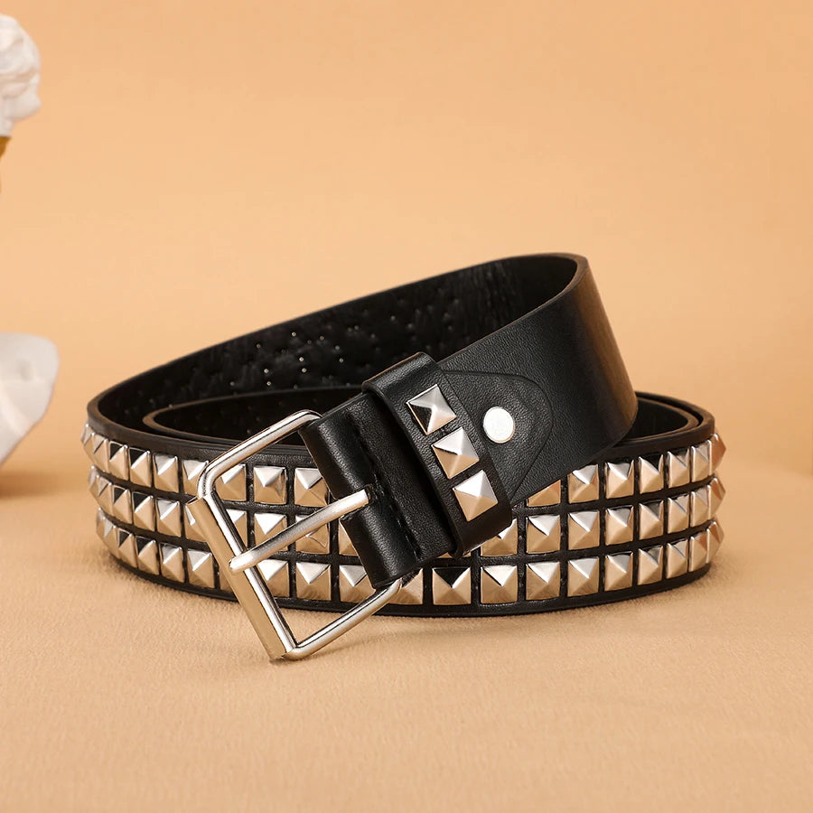 Trend Rivet Belt Heavy Metal Belt Men Women Punk Nightclub Rock Style Belt Jeans Belt Y2K Belt Fashion Decoration Women' Belt