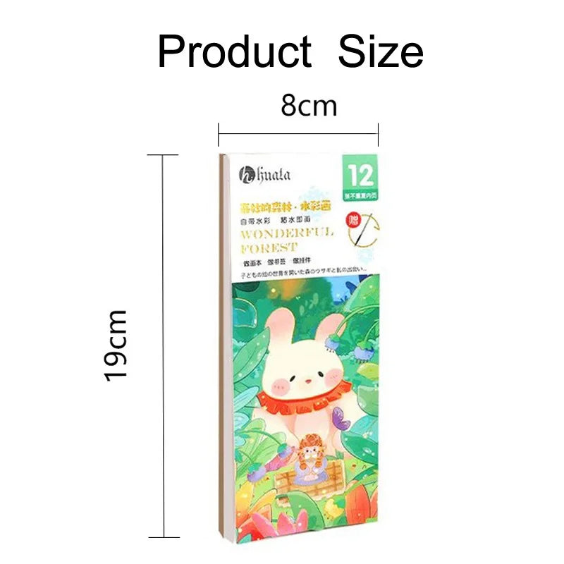 12Pages Coloring Books Portable Watercolor Painting Book Graffiti Picture Books Painting Drawing Toys for Children Gift