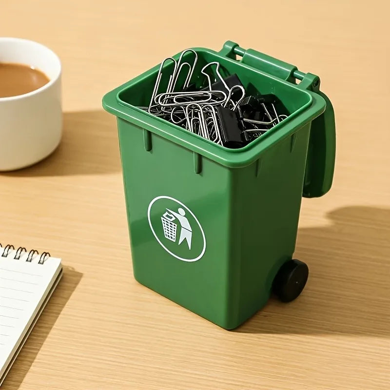 2 mini Green desktop Storage Buckets, Small Object Organizer, Office Storage Basket, Paper Clips and Small Desk Accessories