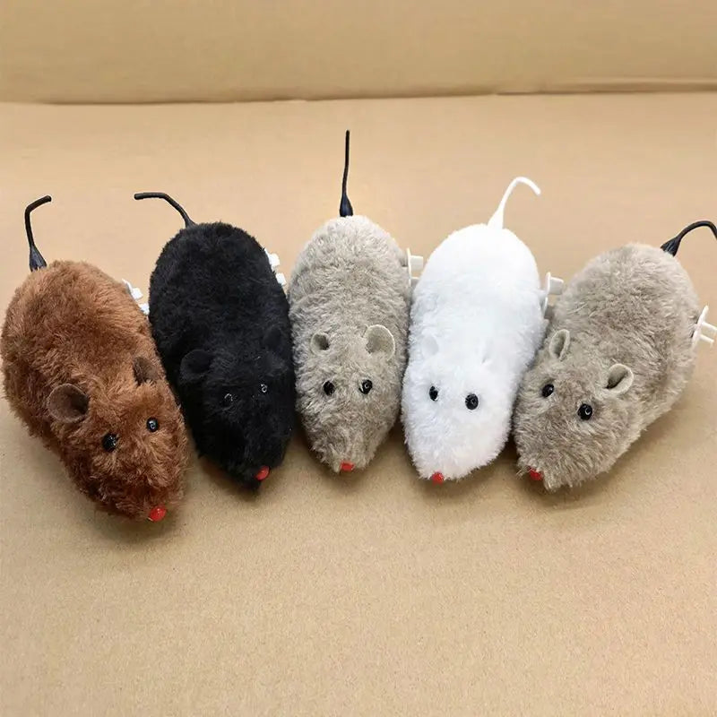 Pet Motor Fun and Interactive Plush Wind-Up Mouse Toy for Cat Toys Dog and Mechanical Moving Animal Toy for Playtime and Pranks