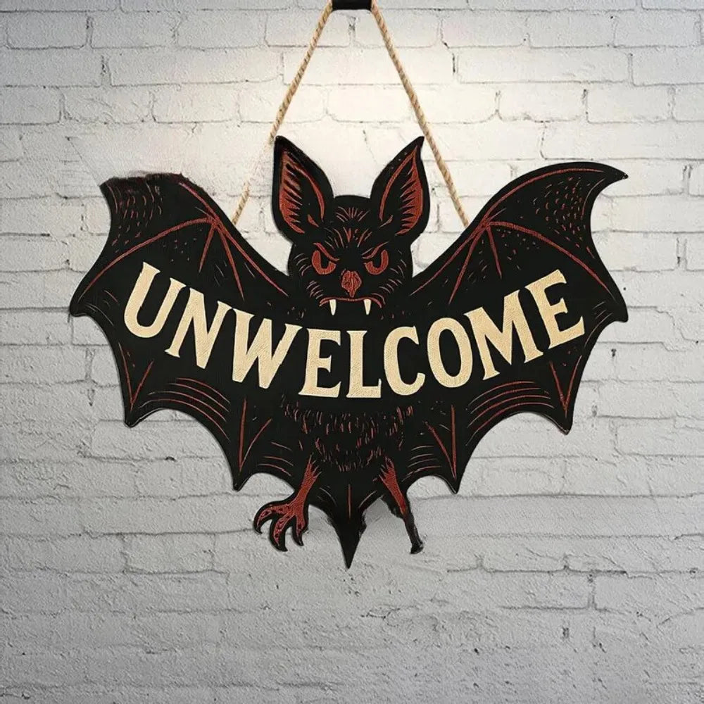1Pcs Wooden Halloween Theme Bat Pendant Halloween Halloween Day of The Dead Party Wall Door Party Scene Layout Decoration Props