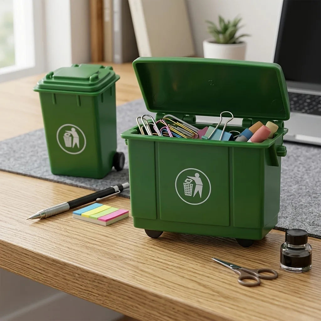2 mini Green desktop Storage Buckets, Small Object Organizer, Office Storage Basket, Paper Clips and Small Desk Accessories