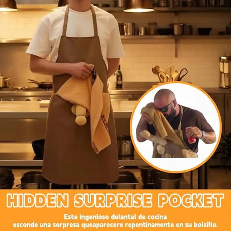 Funny Chef Prank Apron for Men Novelty Cooking BBQ Apron with Humorous Print Gag Gift for Kitchen Grilling Dad Husband