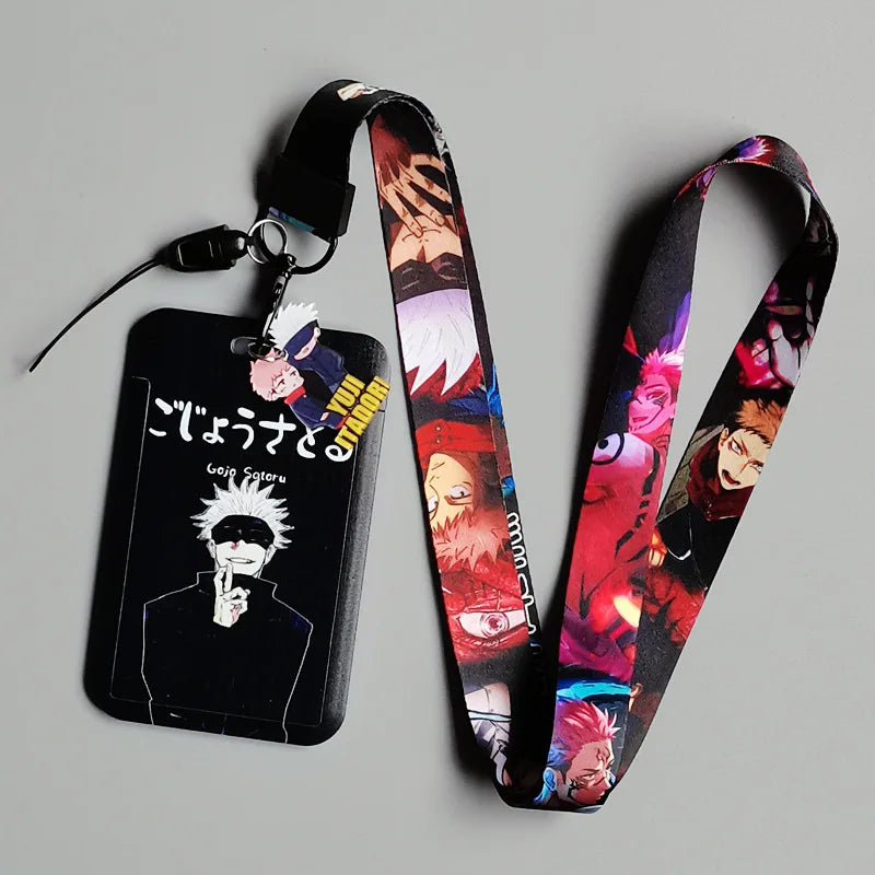Japanese Anime Card Cases card Lanyard Key Lanyard Badge ID Cards Holders Neck Straps Keychains Itadori Yuji Gojo Satoru