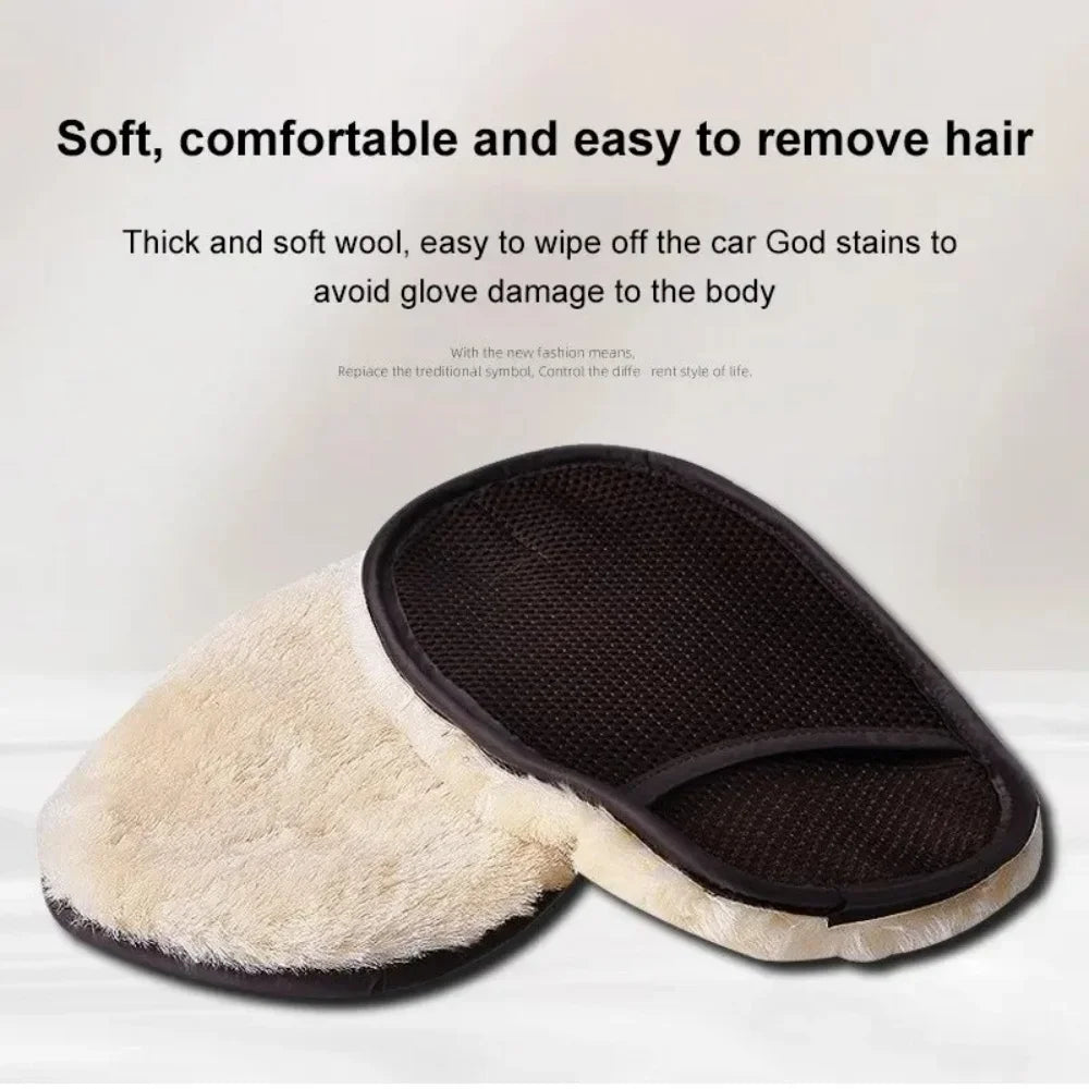 Car Washing Gloves Imitation Wool Plush Thickened Soft Lint Free Absorbent Waxing Polishing Car Motorcycle Clean Tool Reusable