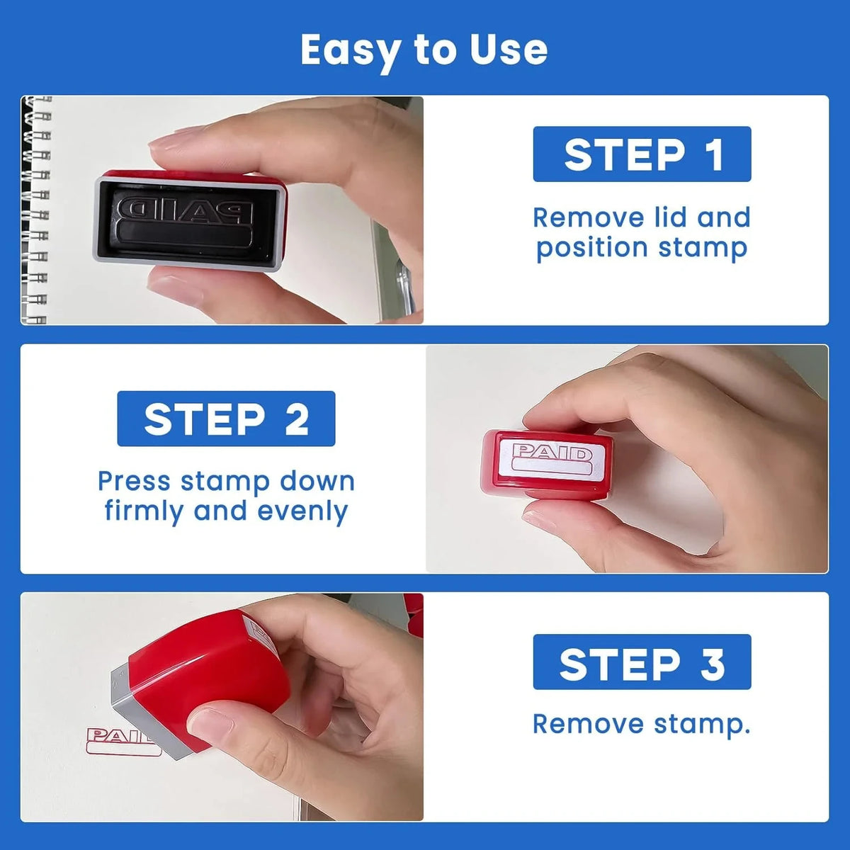 Office Stamp Set, includes 8 stamps for Approve, Paid, Completed, Copy, Fax, Scanned, Business Stamps, Information & Accounting