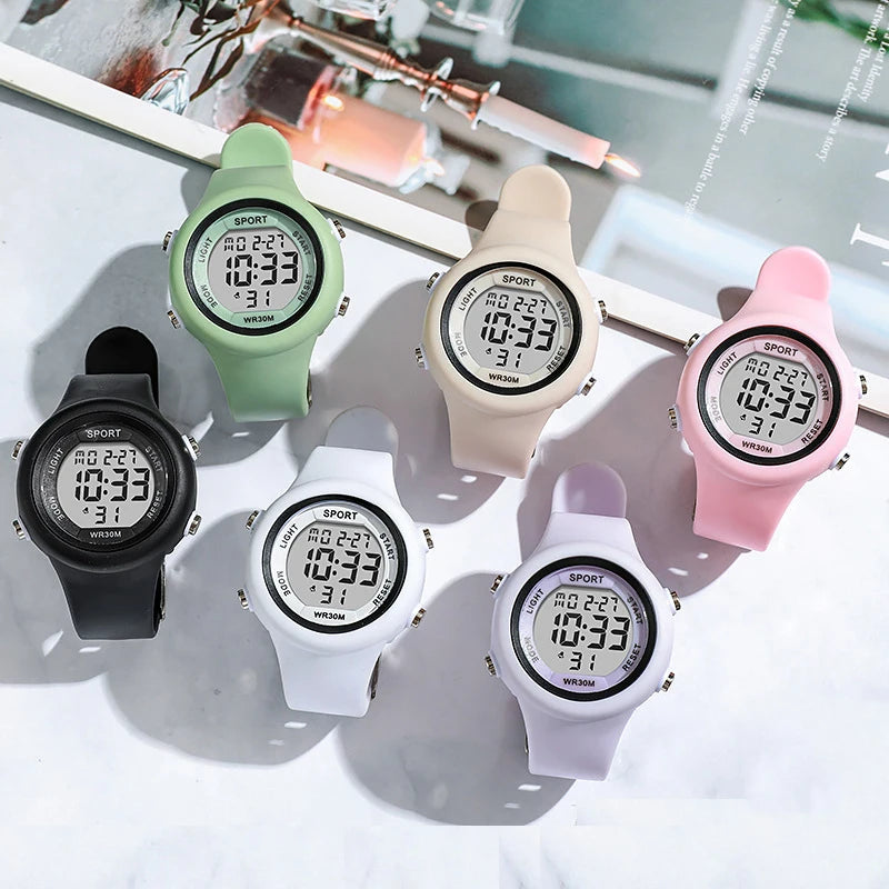 Kids Electronic Wristwatch Set LED Digital Sports Watch Waterproof Luminous Alarm Clock Fashion Clock for Boys Girls Students