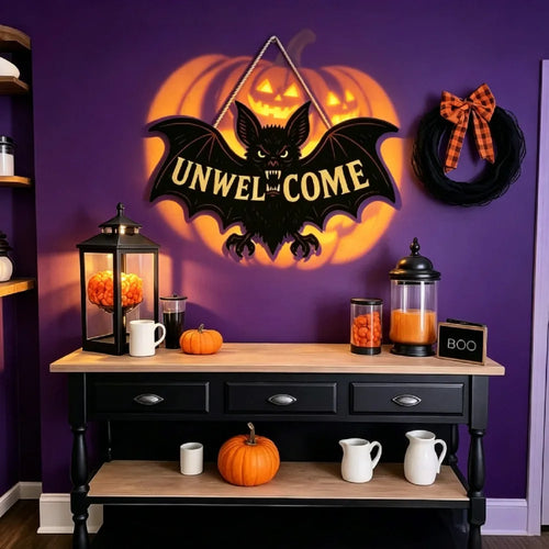 1Pcs Wooden Halloween Theme Bat Pendant Halloween Halloween Day of The Dead Party Wall Door Party Scene Layout Decoration Props