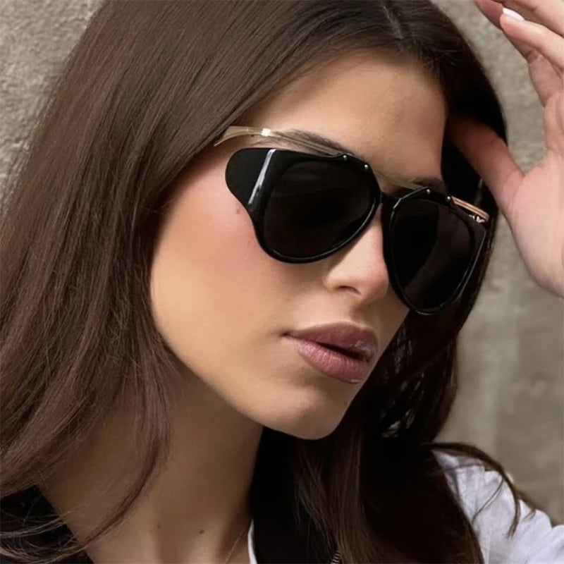 Unique Punk Sunglasses for Women Fashion Luxury Brand Unique Big Frame Round  Sun Glasses Outdoor Cycling Trendy Glasses Eyewear