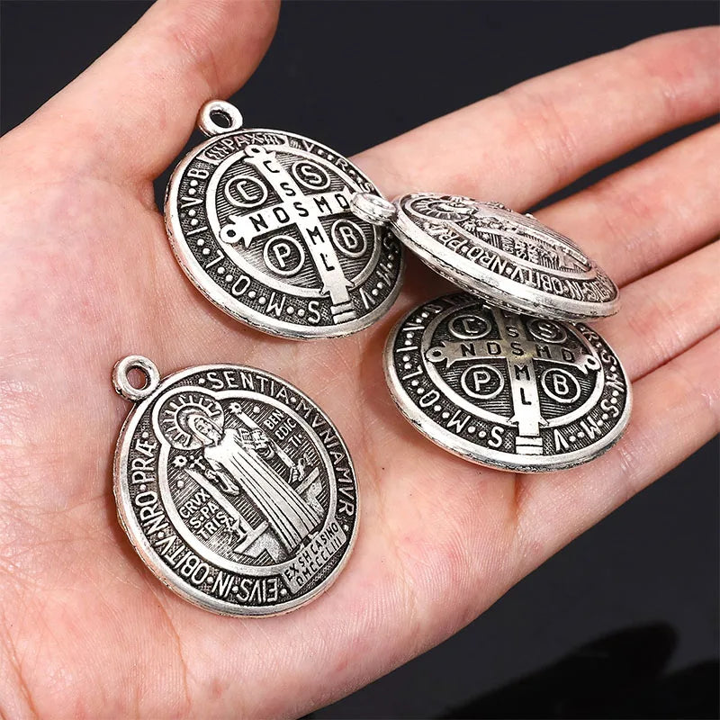 St Benedict Cross Amulet, St Benedict Medal Holder Pendant Jewelry Religion 35mm