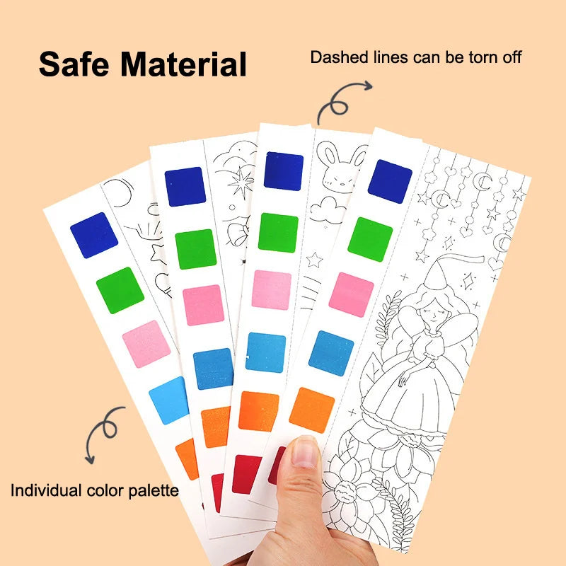 12Pages Coloring Books Portable Watercolor Painting Book Graffiti Picture Books Painting Drawing Toys for Children Gift