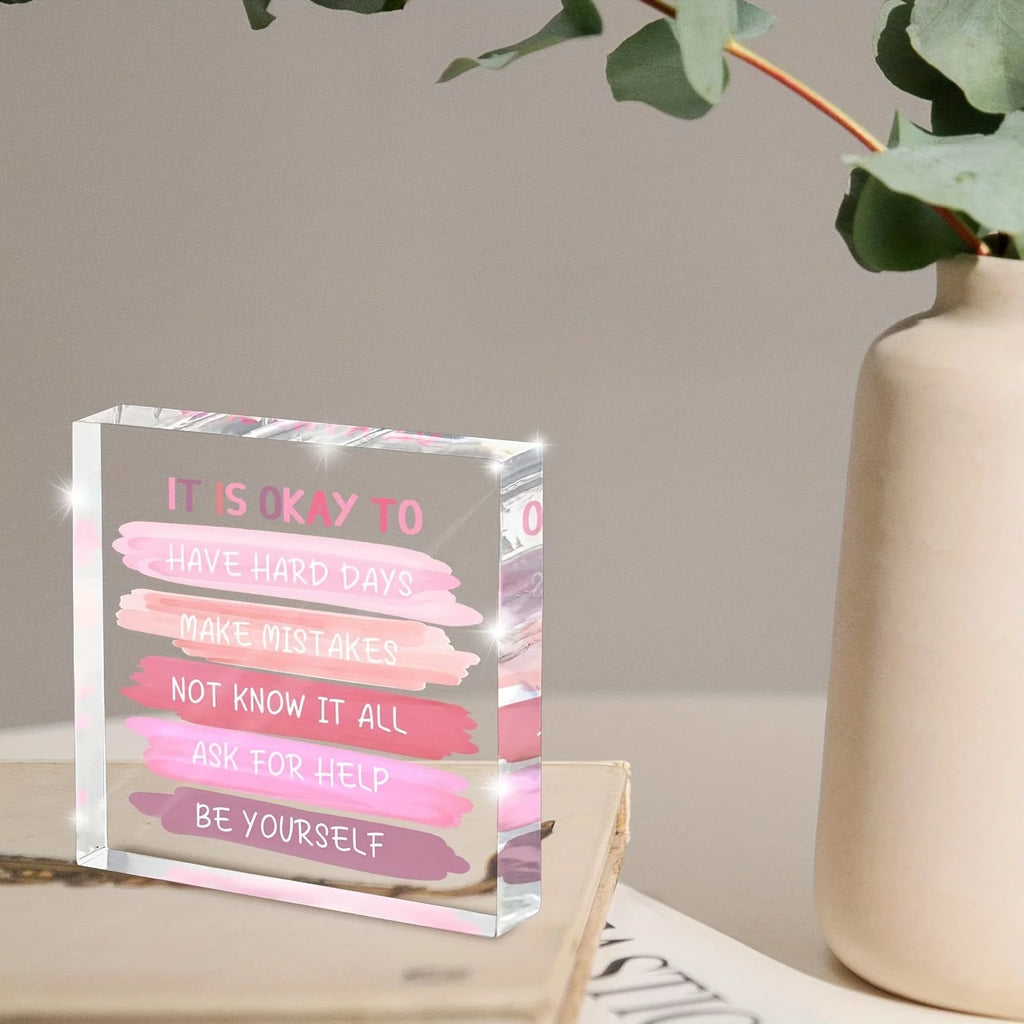Mental Health Decor - Pink Office Decor Ornamenta Teacher Desk L- Inspirational Gifts for Women - Mental Health Present