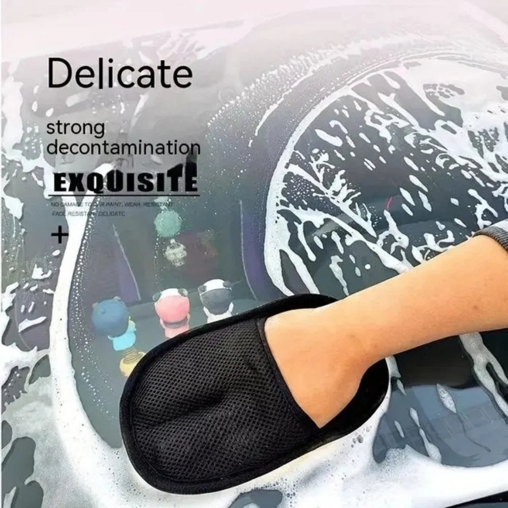 Car Washing Gloves Imitation Wool Plush Thickened Soft Lint Free Absorbent Waxing Polishing Car Motorcycle Clean Tool Reusable