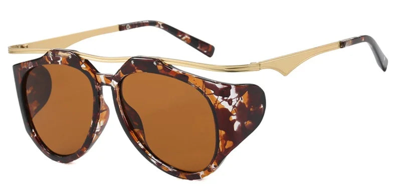 Unique Punk Sunglasses for Women Fashion Luxury Brand Unique Big Frame Round  Sun Glasses Outdoor Cycling Trendy Glasses Eyewear