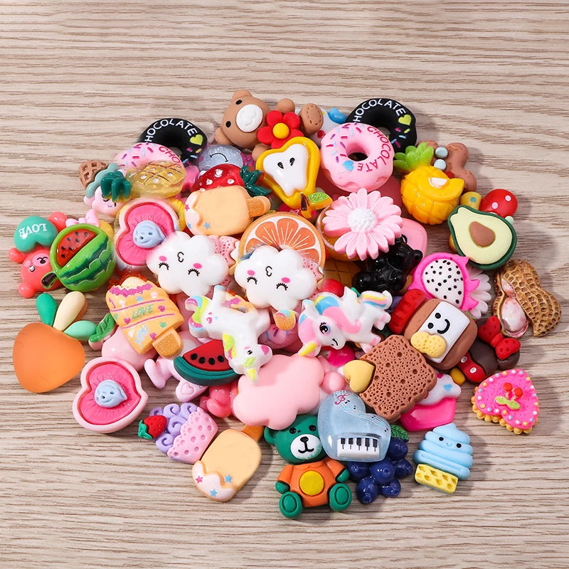 Tusember Mix Charms Resin Candy Color Animals Food Fruit Flat Backs Charms for Earrings Necklace Pendant DIY Making Accessories