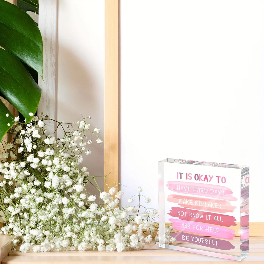 Mental Health Decor - Pink Office Decor Ornamenta Teacher Desk L- Inspirational Gifts for Women - Mental Health Present