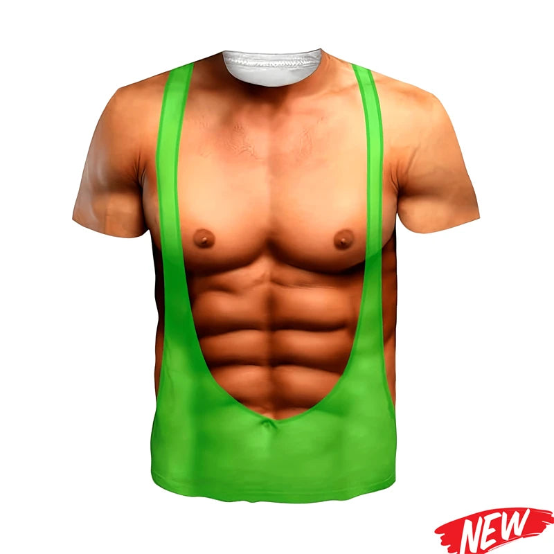 Funny Abs Muscle Graphic T Shirt For Men Hawaiian O'neck Short Sleeve Fashion Casual Tee Shirts Street Holiday Party T Shirts