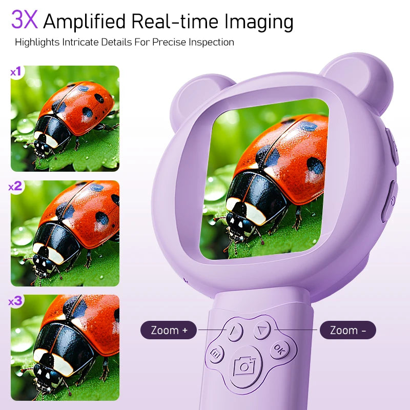 Kids Portable Handheld Magnifying Digital Microscope for Children Educational Science Toys Christmas Birthday Gifts