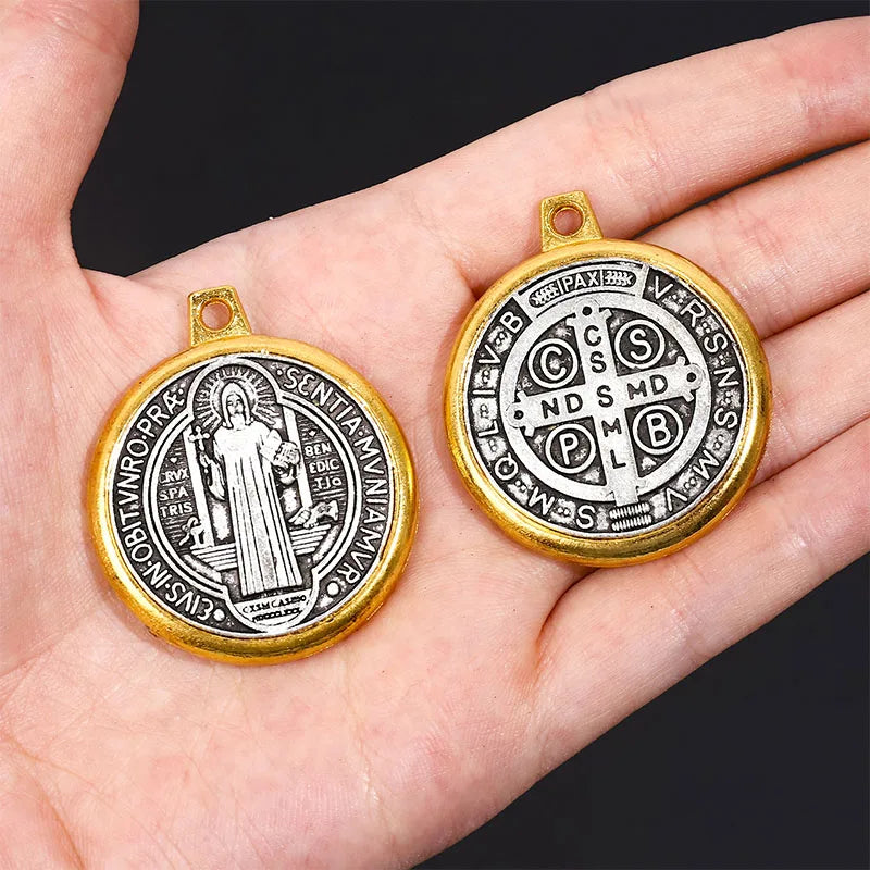 St Benedict Cross Amulet, St Benedict Medal Holder Pendant Jewelry Religion 35mm