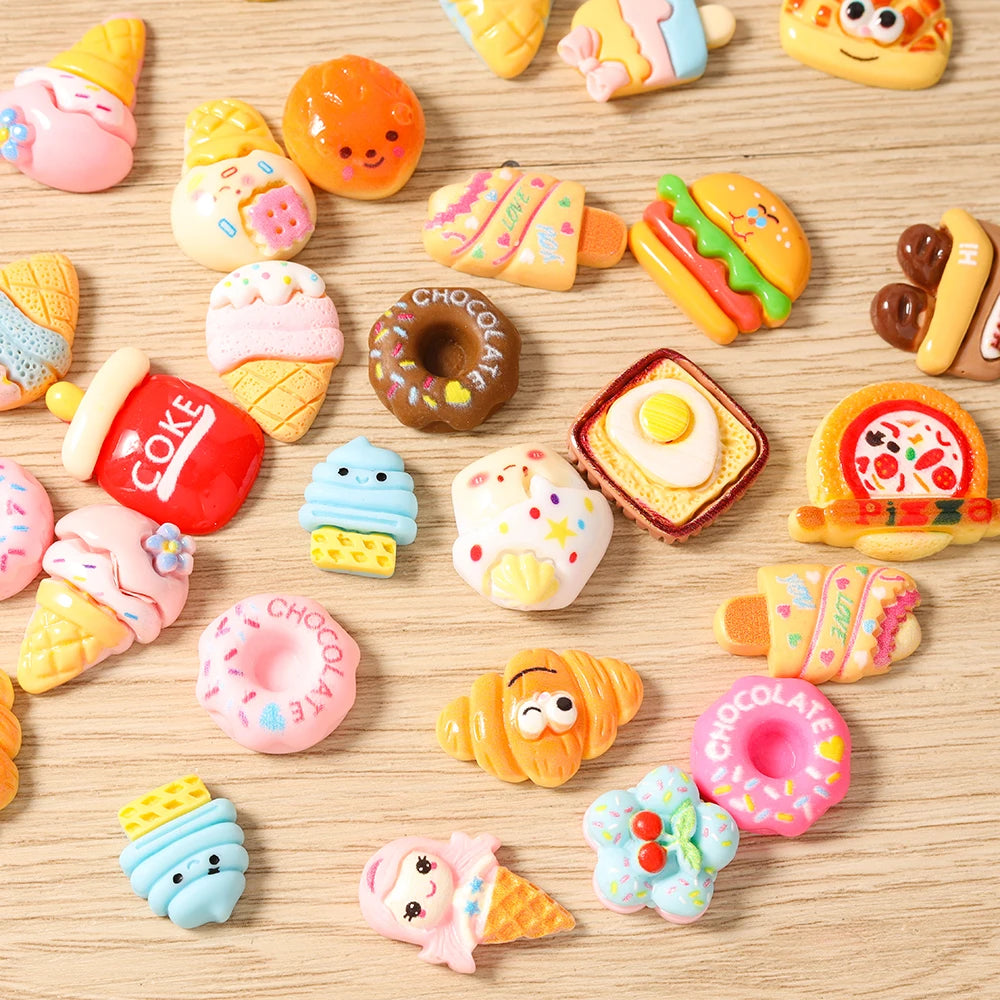 Tusember Mix Charms Resin Simulation Food Fruit Flat Backs Charms for Earrings Necklace Pendant DIY Making Accessories