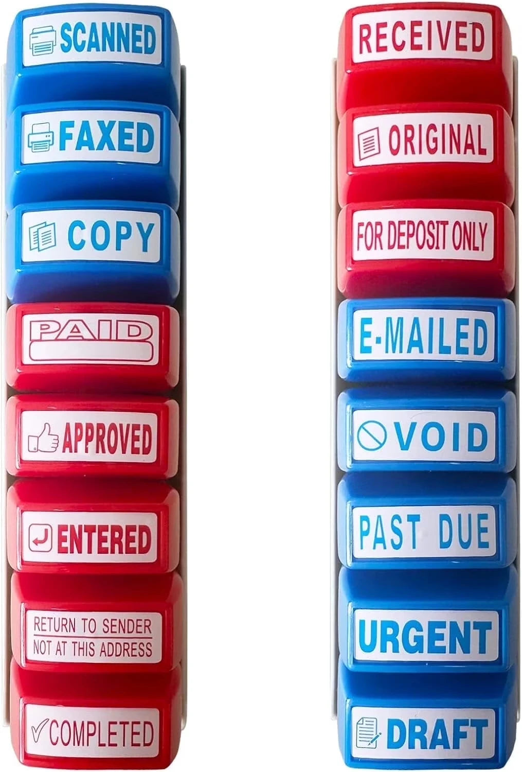 Office Stamp Set, includes 8 stamps for Approve, Paid, Completed, Copy, Fax, Scanned, Business Stamps, Information & Accounting