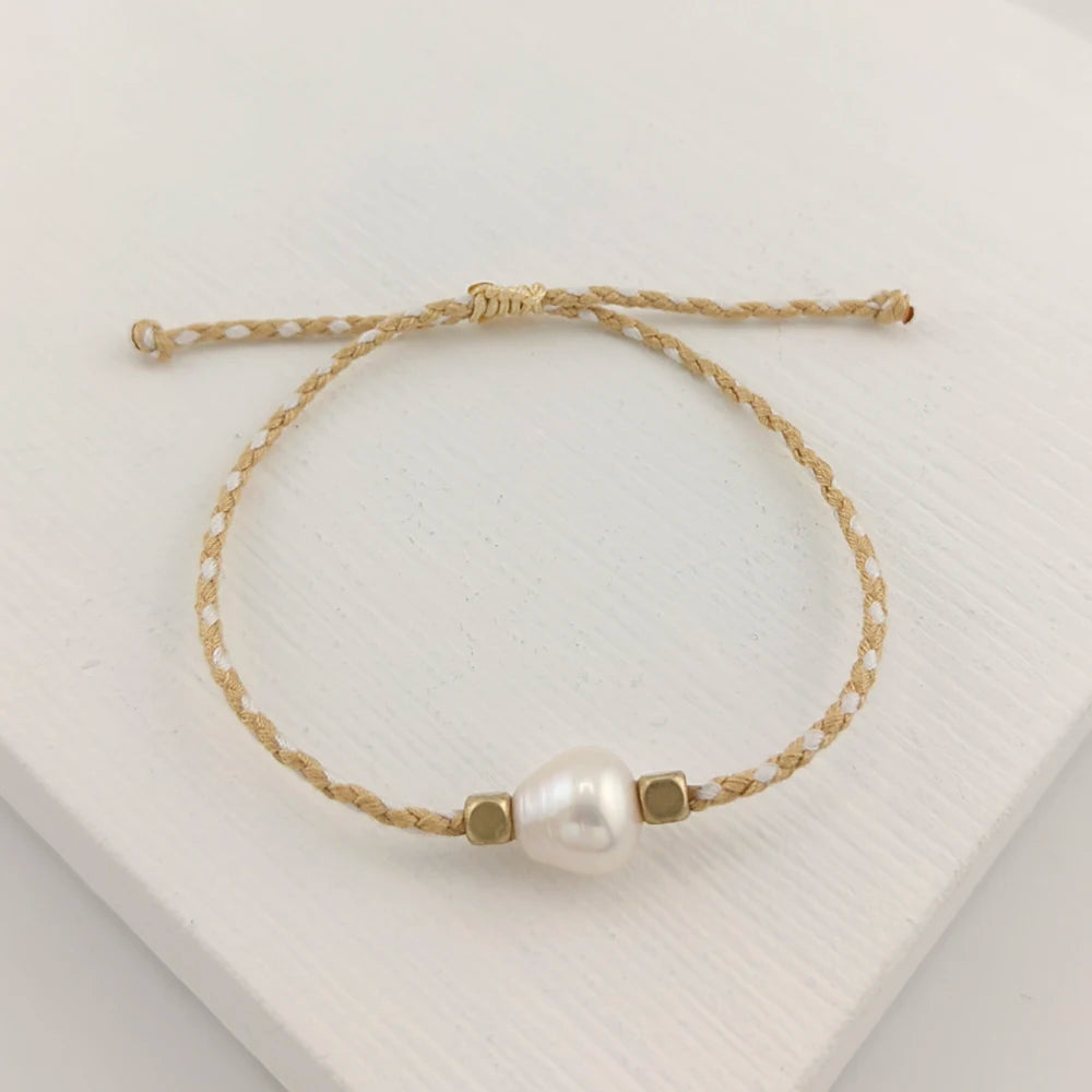 New Trending Woman Summer Jewelry Colorful Rope Thread Freshwater Pearl Bracelet 2024