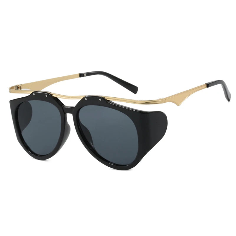 Unique Punk Sunglasses for Women Fashion Luxury Brand Unique Big Frame Round  Sun Glasses Outdoor Cycling Trendy Glasses Eyewear