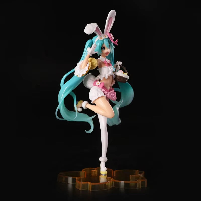 Adorable 23CM Hatsune Miku PVC Model Doll with Rabbit Ears - Perfect for Collectors and Gift Giving!