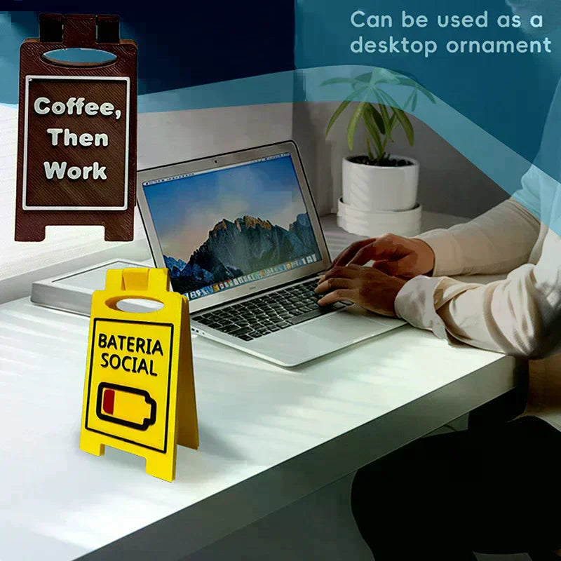 Humorous Office Desk Sign-"Coffee,Then Work" "Busy" Home Office Desktop Decoration Unisex Colleague Gift, Multi-Functional