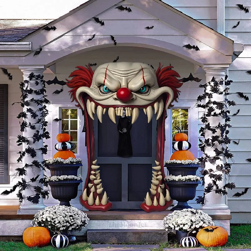 Halloween Scary Clown Hanging Flag Themed Cutting Scene Decoration Props Unique Home Garden Decor for Halloween