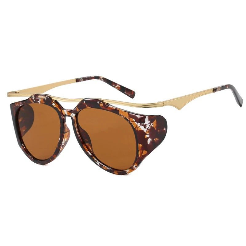 Unique Punk Sunglasses for Women Fashion Luxury Brand Unique Big Frame Round  Sun Glasses Outdoor Cycling Trendy Glasses Eyewear