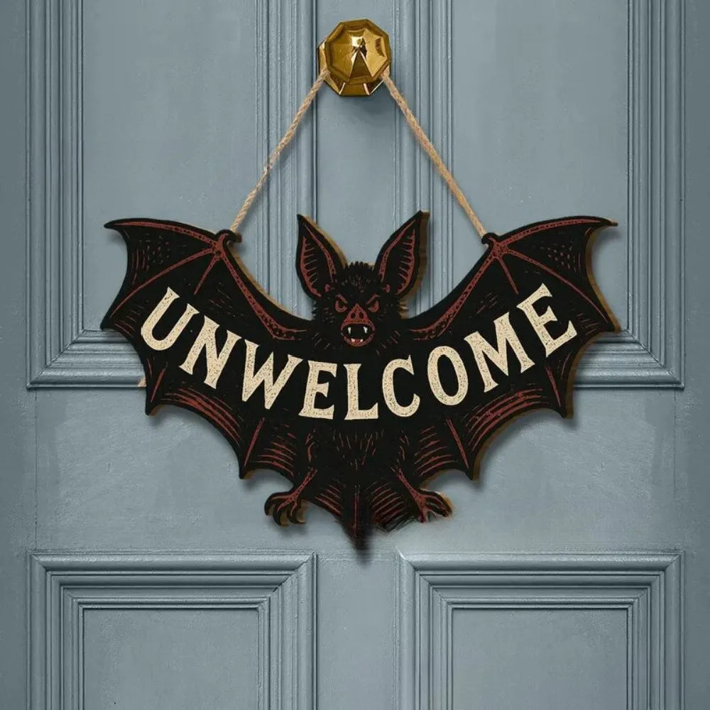 1Pcs Wooden Halloween Theme Bat Pendant Halloween Halloween Day of The Dead Party Wall Door Party Scene Layout Decoration Props
