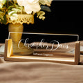 Customize a personalized desk plaque with a wooden base, acrylic plaque, desk accessories, as an office gift for your boss or co