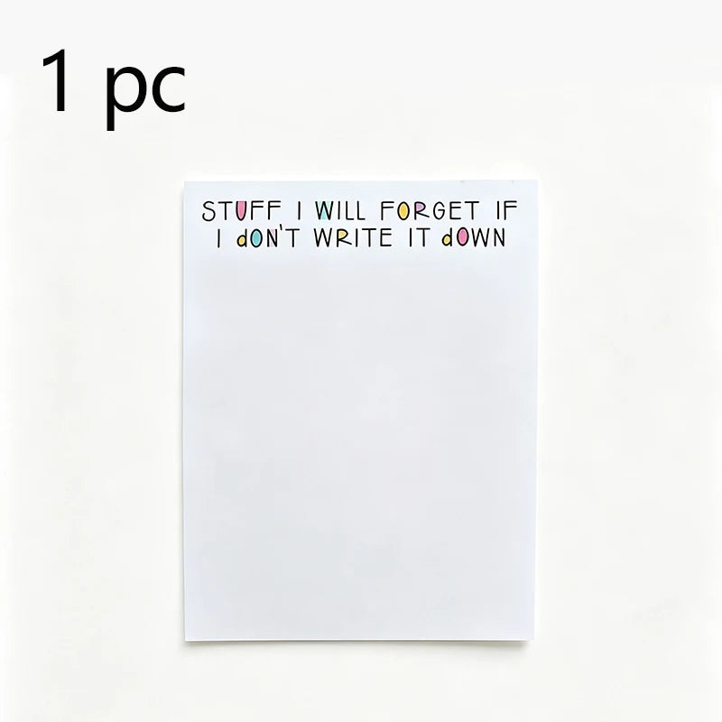 Random Stuff Notepad, Daily Sticky Notes Memo Pad Portable Planner for Coworkers, Funny Office Gifts