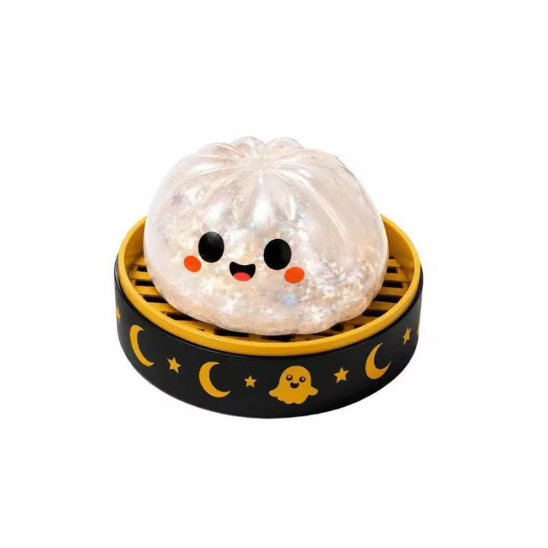 12 Styles Halloween Mystery Blink Box Squishy Toy Glitter Pumpkin Eyeball Skull Bun Squeeze Fidget Toy Soft Stretchy ASMR