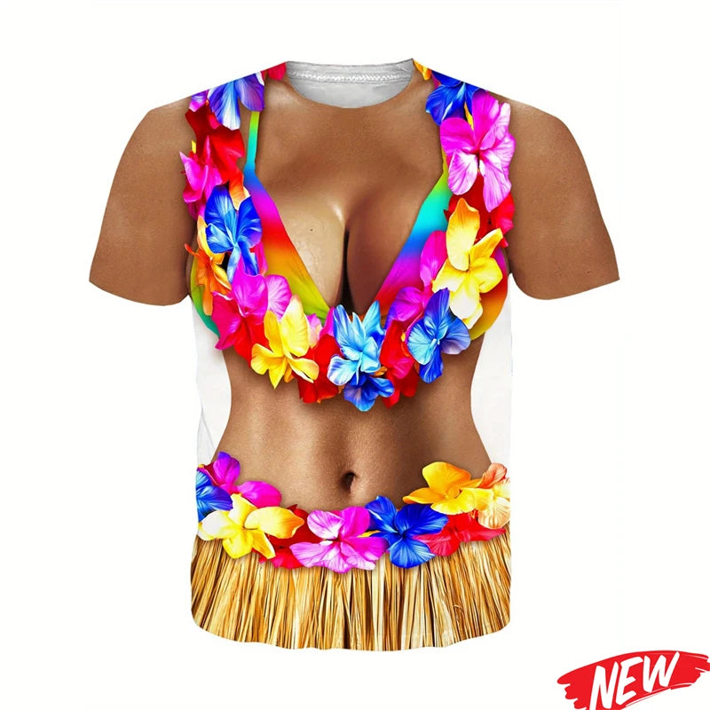 Funny Abs Muscle Graphic T Shirt For Men Hawaiian O'neck Short Sleeve Fashion Casual Tee Shirts Street Holiday Party T Shirts