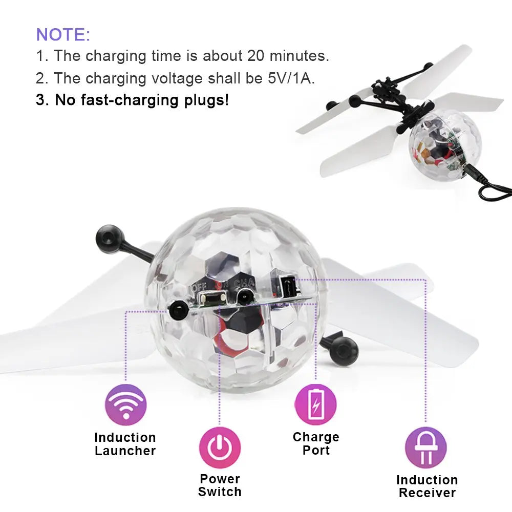 Unique Toy Gesture-controlled Colorful Luminous Crystal Ball Pendant Children's Unique Gift Remote-controlled Sensing Light Ball