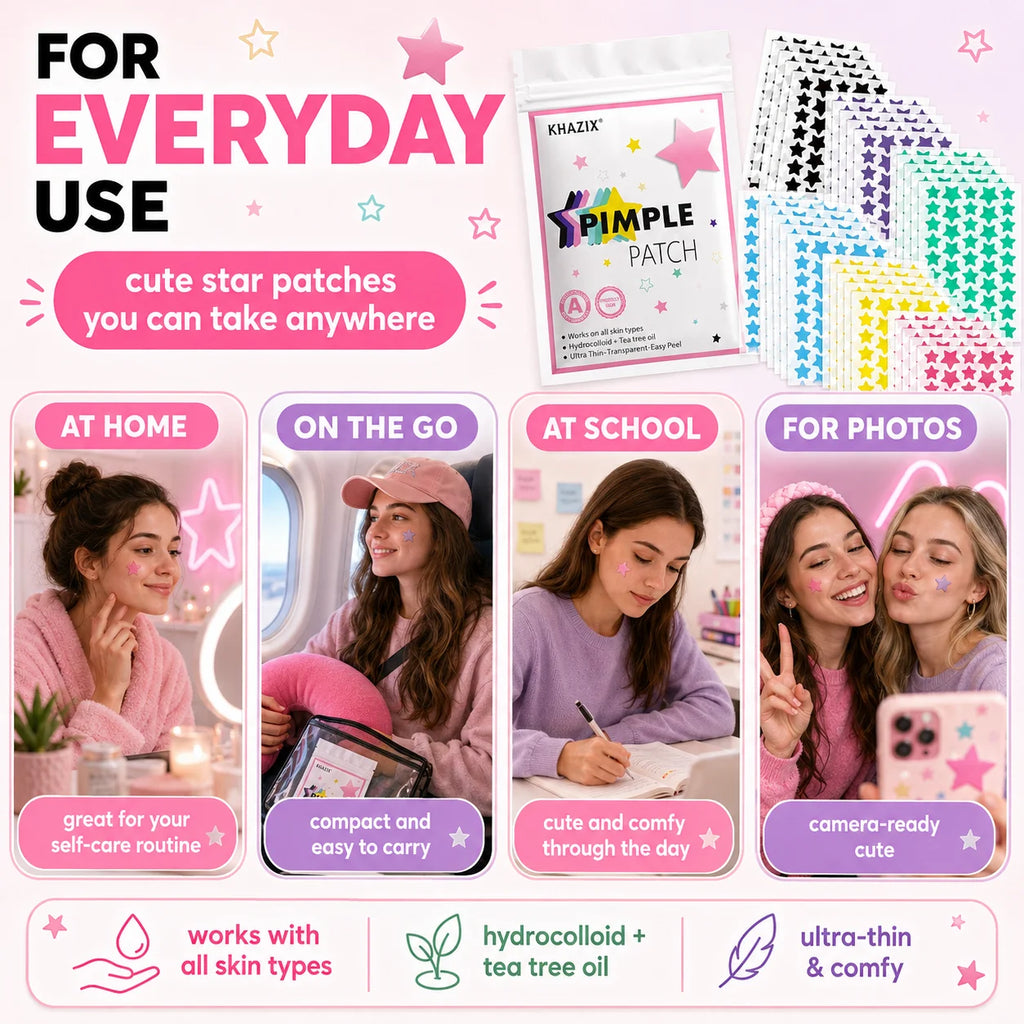 Star Pimple Patches for Face, Colorful Acne Spot Stickers for Blemishes and Pimple Marks, Unisex