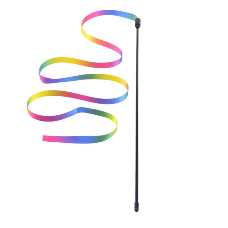 1pc Interactive Cat Toy Cute Funny Rainbow Strips Stick Cat Teaser Wand Pet Toys for Cats Toys Cat Supplies Pet Products