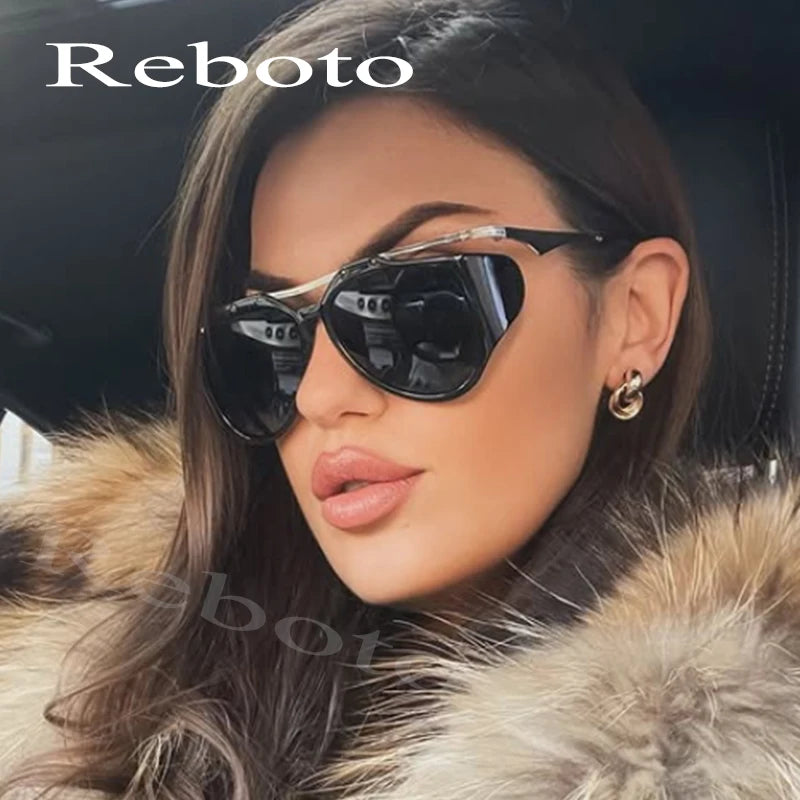 Unique Punk Sunglasses for Women Fashion Luxury Brand Unique Big Frame Round  Sun Glasses Outdoor Cycling Trendy Glasses Eyewear