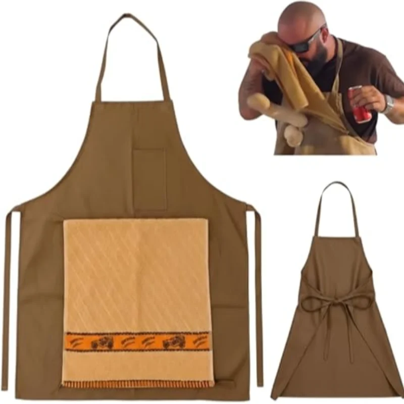 Funny Chef Prank Apron for Men Novelty Cooking BBQ Apron with Humorous Print Gag Gift for Kitchen Grilling Dad Husband