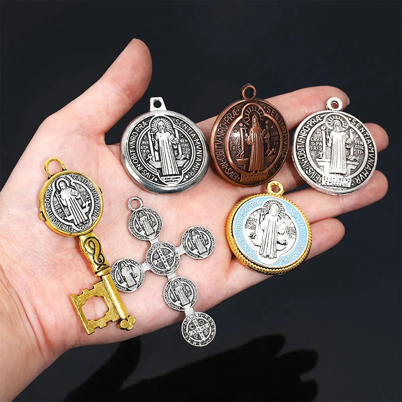 St Benedict Cross Amulet, St Benedict Medal Holder Pendant Jewelry Religion 35mm